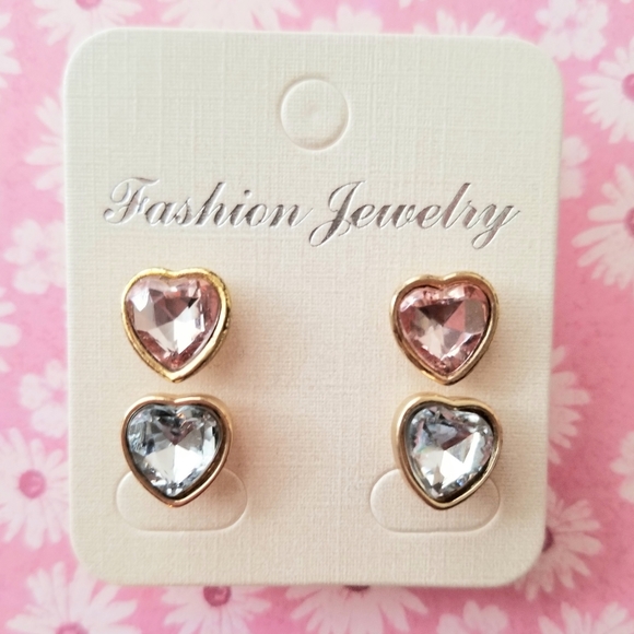 Mirrored Heart Stud Set - Picture 2 of 2